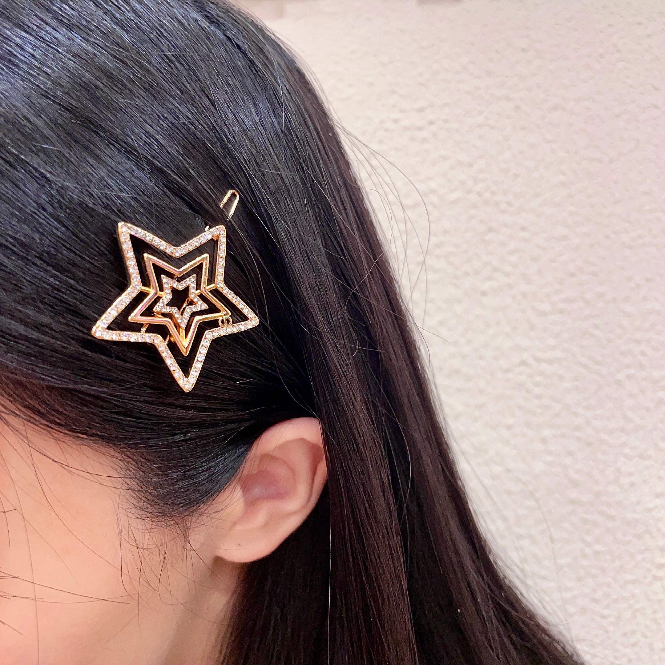 Dior Gold Star Hair Clip with Rhinestones